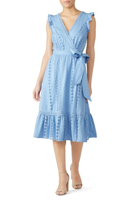 Rent Allover Eyelet Wrap Dress by J.Crew for $30 only at Rent the Runway. Blue Eyelet Dress, Dress Flutter Sleeves, Fancy Outfit, Rent The Runway, Eyelet Dress, Fancy Outfits, Flutter Sleeves, Dress First, A New Day