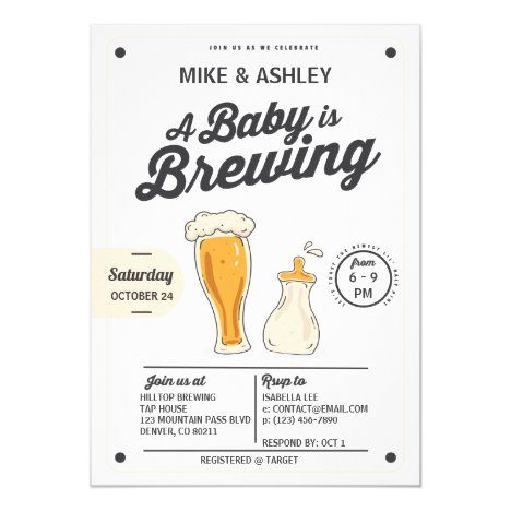 Couples Baby Shower Games, Diaper Party, Man Shower, A Baby Is Brewing, Baby Is Brewing, Baby Sprinkle Invitations, Couples Baby Showers, Sprinkle Invitations, Pregnancy Announcement Cards