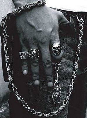 silver mens Biker Fashion, Wallet Chains, Biker Lifestyle, Biker Jewelry, Biker Rings, Jewelry Picture, Skull Jewelry, Jewelry For Men, Skull Ring