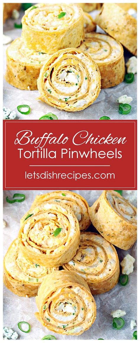 Buffalo Chicken Tortilla Pinwheels Recipe -- Perfect for game day, or any kind of party, these spicy pinwheel appetizers are loaded with cheese, chicken, hot sauce and blue cheese. #appetizers Chicken Tortilla Pinwheels, Buffalo Chicken Tortilla, Blue Cheese Appetizers, Pinwheels Appetizers, Tortilla Pinwheels Recipe, Gameday Appetizers, Tortilla Pinwheels, Pinwheels Recipe, Buffalo Style