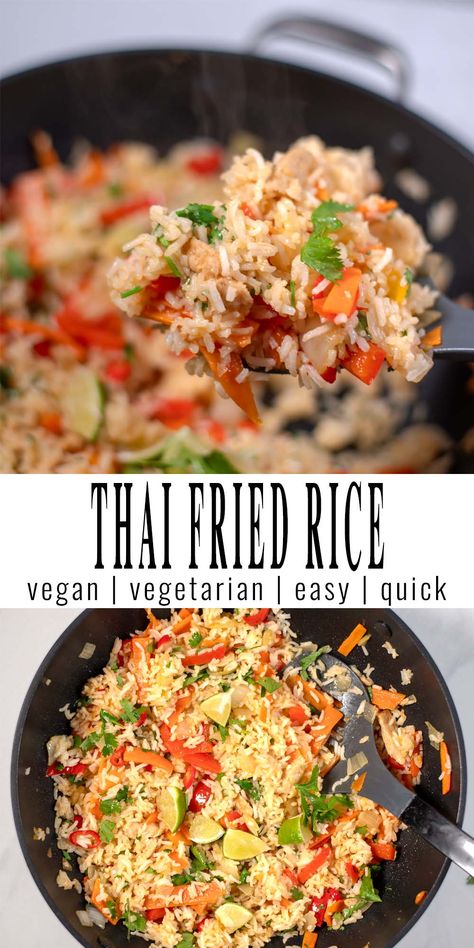 Tai Food Recipes, Thai Fried Rice Recipe, Thai Side Dishes, Vegetarian Rice Recipes, Vegetarian Fried Rice, Vegetarian Thai Recipes, Thai Fried Rice, Vegetarian Thai, White Rice Recipes