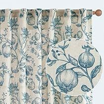 Farmhouse Bedroom Curtains, French Curtain Rod, 96 Inch Curtains, Linen Window Treatments, Curtains Floral, Pomegranate Print, French Country Blue, Window Curtains Bedroom, French Curtains