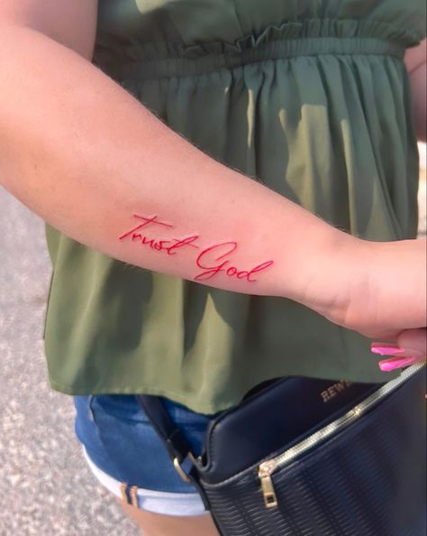 Red ink tattoo
Trust God
Hand tattoos
Small tattoos Red Ink Tattoos Small Wrist, God Is Tattoo, Red Words Tattoo, God Phrases Tattoo, Red Ink Wrist Tattoo, Red Wrist Tattoo For Women, Red Inner Arm Tattoo, Tattoo On Wrist For Women, Side Of Wrist Tattoos For Women