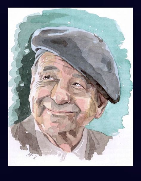 Walter Matthau, Watercolor Art Face, Watercolor Face, Watercolour Portrait, Watercolor Portrait Painting, Jesus Drawings, Gcse Art Sketchbook, Color Drawing Art, Art Tutorials Watercolor