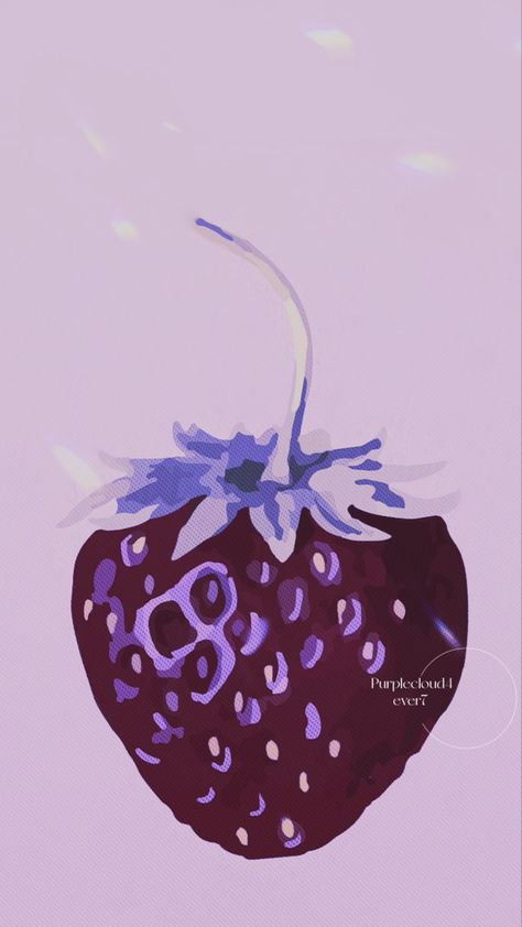 Purple Strawberry Wallpaper, Fruit Wallpaper Aesthetic, Strawberry Kawaii, Strawberry Wallpaper, Purple Strawberry, Wallpaper Lock Screen, Purple Fruit, Creepy Drawings, Fruit Wallpaper