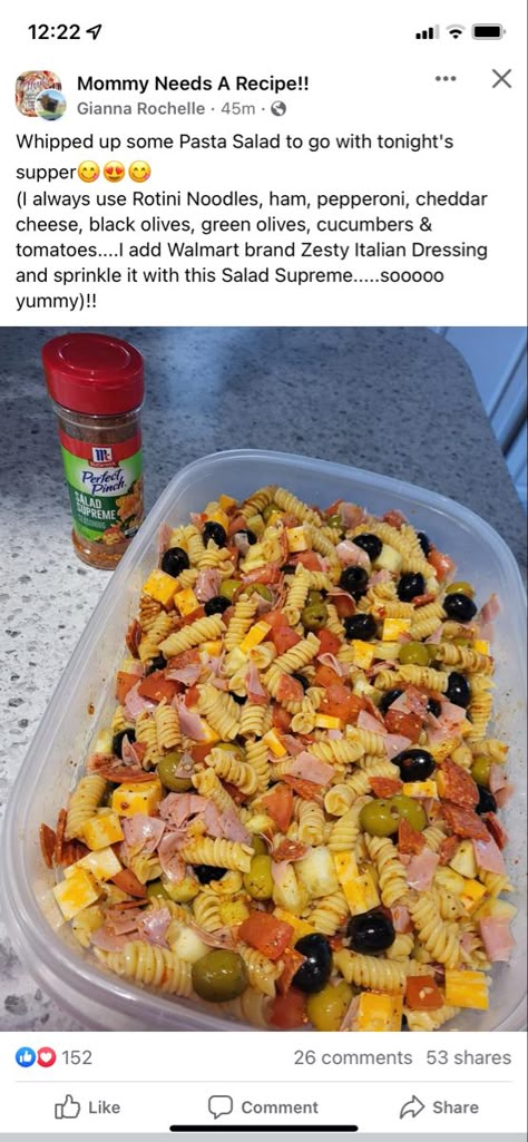 Pasta Side Dish, Tri Color Pasta, Pasta Side, Salads To Go, Pasta Salads, Summer Salad, Pasta Salad Recipes, Yummy In My Tummy, Healthy Meal Prep