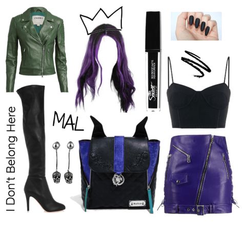 Maleficent Halloween Costume, Disney Descendants Mal, Maleficent Halloween, Descendants Mal, Purple Highlights, Fandom Outfits, Disney Descendants, Outfit Maker, Outfit Shoplook