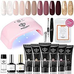 Amazon.com : Modelones Poly Nail Gel Kit with 20W Nail Lamp, 6 Colors Poly Nail Extension Gel All-in-one Kit Glitter Pink Red Builder Nail Gel Nail Strengthen Base Top Coat Set Nail Forms for Nail Art Starter DIY at Home Valentine's Day Gifts : Beauty & Personal Care Poly Nail Gel, Gel Nail Extensions, Gel Nail Kit, Polygel Nails, Nail Polish Kits, Uv Nails, Nail Strengthener, Diy Nail Art, Manicure Kit