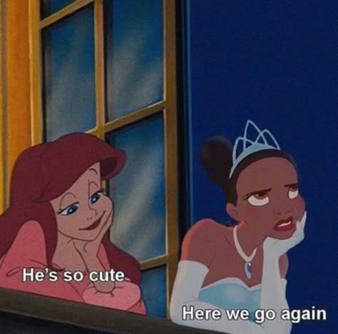 Here We Go Again Meme, Ariel Meme, Princess Meme, Laugh Cartoon, Tiana Disney, Tiana And Naveen, Disney Princess Tiana, Funny Pix, Here We Go Again