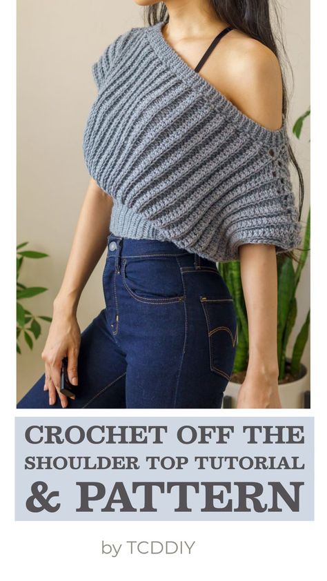 Crochet Off The Shoulder Top, Crochet Top Outfit, Crochet Sweater Pattern Free, Mode Crochet, Clothes Crochet, Sweater Crochet, Scarf Crochet, Crochet Fashion Patterns, Blanket Patterns