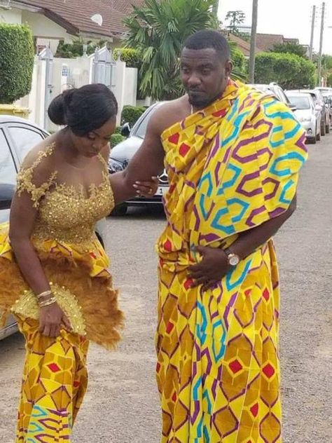 Photos: John Dumelo Weds Mawunya John Dumelo, Ghana Dresses, Kumasi Ghana, African Wear For Men, Actor John, Kente Cloth, The Cloth, Floor Length Skirt, African Jewelry