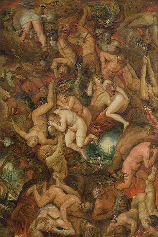 size: 18x12in Giclee Print: The Fall of the Damned (Oil on Panel) by Frans II the Younger Francken : Dante's Inferno, Occult Art, Heaven And Hell, Classic Paintings, Arte Fantasy, Medieval Art, Classical Art, Vintage Artwork, Religious Art