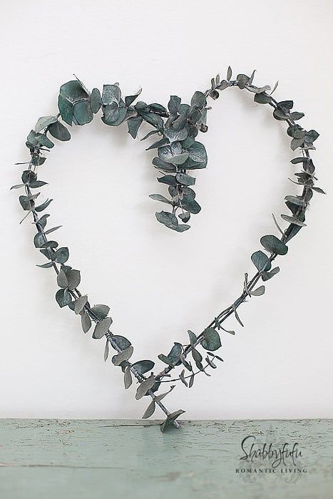 5 Minute Eucalyptus Wreath Project DIY - shabbyfufu.com Eucalyptus Cottage, Heart Wreath Diy, Sinus Headache, Wreath Project, Dried Eucalyptus, Lavender Heart, Reception Tables, Heart Shaped Frame, Facial Steamer