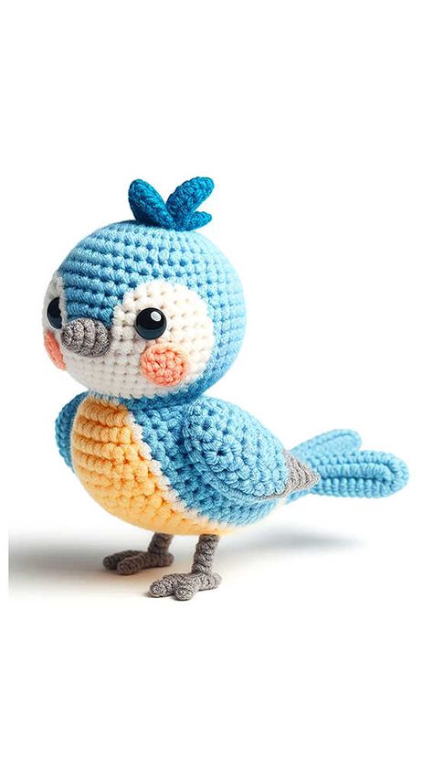 Amigurumi Bird Free Pattern Amigurumi Bird Pattern, Amigurumi Bird Free Pattern, Crochet Bluebird, Crochet Bird Patterns Free, Crochet Birds Free Pattern, Beginner Amigurumi, Crochet Pets, Free Crochet Amigurumi Patterns, Bird Amigurumi