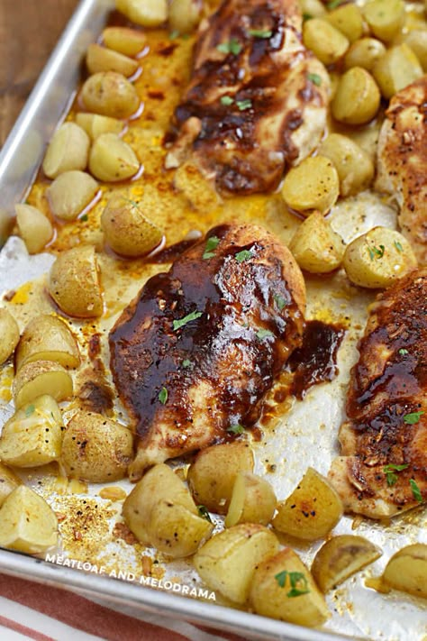 Sheet Pan Dinners Red Potatoes, Sheet Pan Barbecue Chicken, Bbq Sheet Pan Chicken, Sheet Pan Barbecue Chicken Dinner, Bbq Chicken Sheet Pan Dinner, Bbq Chicken And Potatoes, One Sheet Pan Dinners, Sheet Pan Bbq Chicken, Pan Bbq Chicken