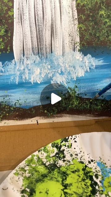 Easy Waterfall Painting, Waterfall Painting, Waterfall Paintings, How To Paint, Acrylic Painting Canvas, Kids Crafts, Painting Techniques, Art Original, Acrylic Paint