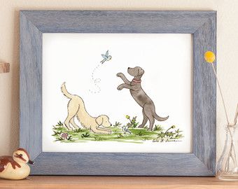 Puppy Nursery Art, Nursery Print, Black Lab Art, Golden Retriever Art, Nursery Wall Art, Children's Art, Neutral Nursery, Kids Room Decor Black Lab Art, Watercolors Ideas, Dog Nursery Art, Dog Nursery Decor, Lab Art, Puppy Nursery, Golden Retriever Art, Perfect Nursery, Labs Art