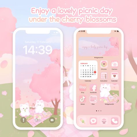 Sakura Cute, Android Widgets, Picnic Day, Custom Ipad, Cute Pastel Wallpaper, Trendy Wallpaper, Kawaii Room, Iphone Wallpaper Girly, Phone Themes