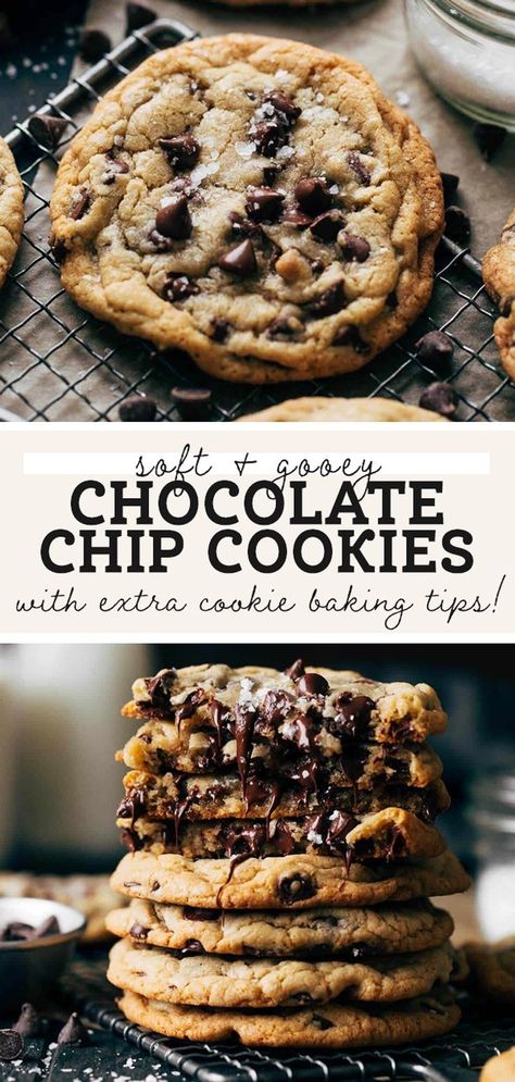 Crumble Cookie Chocolate Chip Cookies, No Chill Cookies, Gooey Chocolate Chip Cookie Recipe, Chocochips Cookies, Cookie Baking Tips, Cookie Recipes Gooey, Ultimate Chocolate Chip Cookies Recipe, Ultimate Chocolate Chip Cookies, Crispy Chocolate Chip Cookies