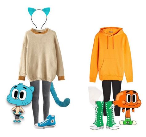 Converse Cartoon, Gumball Costume, Cartoon Halloween Costumes, Gumball And Darwin, Gumball Darwin, Matching Halloween Costumes, Duo Costumes, Bff Halloween Costumes, Trio Halloween Costumes