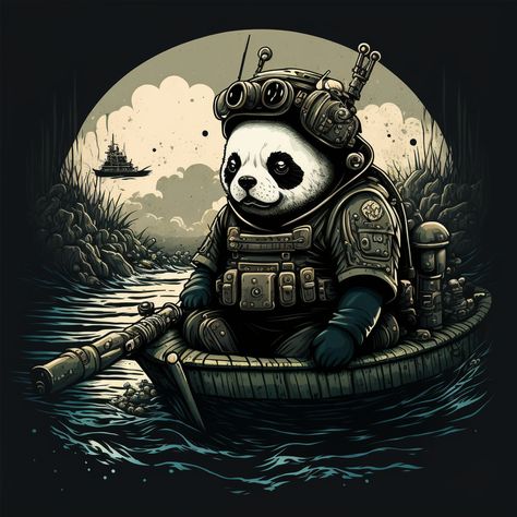 Panda Warrior, Myths & Monsters, Bo Staff, Spec Ops, Panda Art, A Force, Animal Sketches, Special Operations, Business Shirts