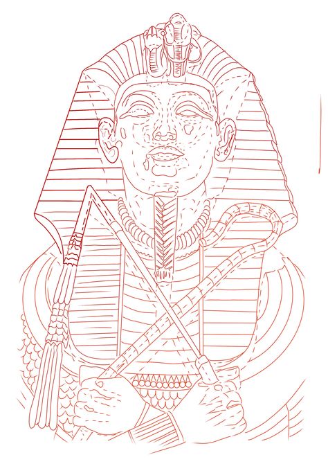 Tutankhamun Tattoo Design, Pharaoh Tattoo Stencil, Pharaoh Stencil, Egyptian Tattoo Chest For Men, Egyptian Pharoah Tattoo, Pharaoh Tattoo Design, King Tut Tattoo Design, Tutankhamun Tattoo, Pharoah Tattoo