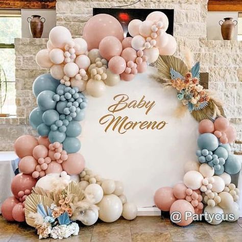 Pink Blue Peach Balloon Garland Kit - Double Stuffed Dusty Blue Rose Pink White Sand Blush Matte Balloons Pastel Gender Reveal Balloon Arch for Baby Shower Boho Birthday Bear Party Decoration Navy Blue And Dusty Pink Gender Reveal, Gender Reveal Balloons Arch, Boho Theme Gender Reveal, Blue And Pink Baby Shower Ideas, Gender Reveal Party Ideas Decorations, Baby Shower Decorations Simple, Pink And Blue Baby Shower Ideas, Pink And Blue Balloon Arch, Theme Gender Reveal Ideas