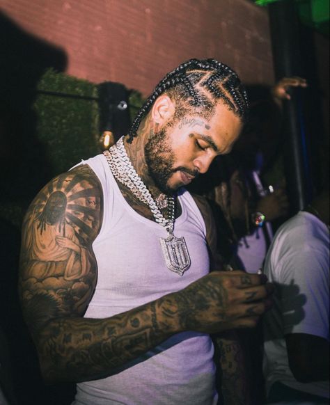 Dave East Aesthetic, David East, Black Men Beards, Dave East, Black Men Haircuts, Black Men Street Fashion, Mens Braids, Mens Braids Hairstyles, Cute Rappers