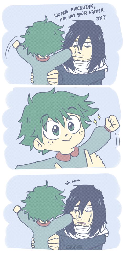 Izuku Midoriya and Dadzawa not my art credit greimz@tumblr.com Deku And Aizawa, Izuku Midoriya Cute, Gucci Art, Fem Deku, Deku Au, Shota Aizawa, My Hero Academia 2, Aizawa Shouta, Midoriya Izuku