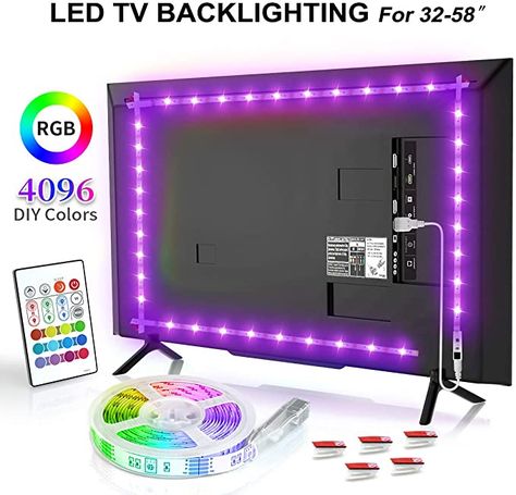 Lights Behind Tv, Tv Lights, Gaming Lights, Modern Tv Room, Tv Fal, Dark Environment, Tv Lighting, Led Lighting Bedroom, Movie Decor