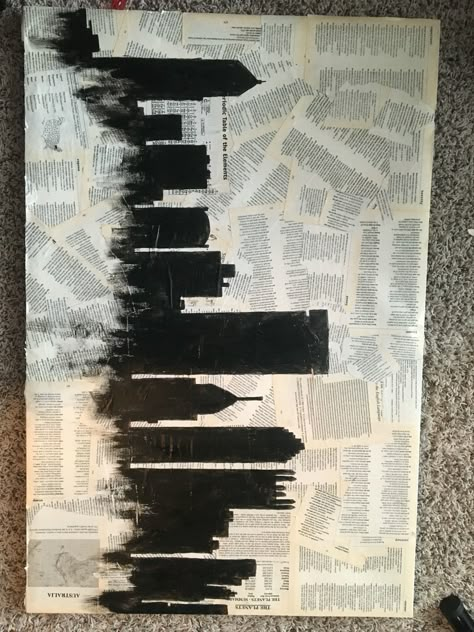 A useless canvas, old dictionary, and painting of a portion of the Pittsburgh skyline. Abstract Nyc Skyline Painting, Skyline Canvas Painting, Pittsburgh Skyline Painting, Abstract Skyline Painting, Pittsburgh Painting, New York Skyline Painting, City Skyline Painting, Skyline Drawing, Painting On Canvas For Beginners