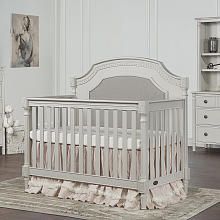 Evolur Julienne 5in1 Convertible Crib  Linen Gray Upholstered Crib, Baby Crib Diy, Diy Crib, Nursery Furniture Collections, Best Crib, French Country Design, Toddler Mattress, Baby Sleep Problems, Adjustable Mattress