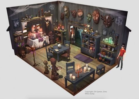 Voodoo Room, Concept Art Landscape, Room Illustration, Art Environment, Bookshelf Art, Casa Halloween, Bg Design, Rpg Horror, 8bit Art