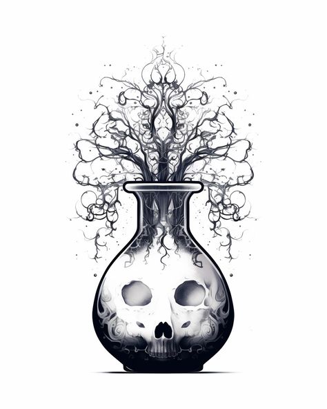 Chemistry potion-like elixir tattoo: Skull bottle on white background, mystical brew of artistry. #ChemistryTattoo #ElixirDesign #SkullBottle #TattooArt #WhiteBackground #InkMasterpiece #AlchemyInk #MysticalBrew #TattooDesign #ArtisticExpression Elixir Tattoo, Potion Tattoo, Chemistry Tattoo, Skull Bottle, Tattoo Skull, White Tattoo, Potion Bottle, Skull Tattoo, Chemistry