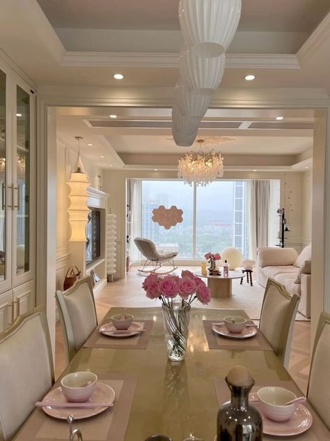 Girly Dining Room, Dream Apartment Decor, Apartment Aesthetic, Happy House, Dream House Rooms, Luxury Homes Dream Houses, Dream Apartment, Dream Rooms, Apartment Room