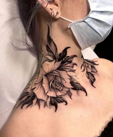 #Relationship# fashion# diy Tattoed Eyebrows, Shrunken Head Tattoo, Neck Tattoo Cover Up, Simplistic Tattoo, Drawing Tiny, Chest Neck Tattoo, Match Tattoo, Flower Neck Tattoo, Front Neck Tattoo