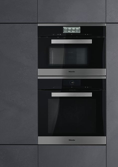 Black Kitchen Appliances, Kitchen Ovens, Miele Kitchen, Built In Microwave Oven, Oven Appliance, Micro Oven, Oven Design, Miele Appliances, Wall Oven Microwave