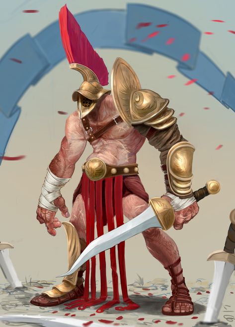 Gladiator Armor, Gladiator Games, Character Challenge, Roman Gladiators, Top Down Game, Foot Anatomy, Warriors Illustration, Warrior Pose, Concept Art Character