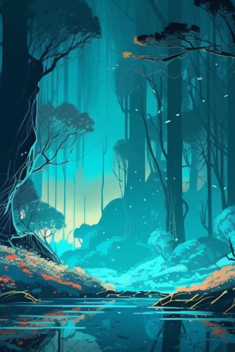 Forest Landscape, Magical Forest, Snow Leopard, Dark Forest, Night Time, In The Dark, Enchanted, Glow In The Dark, The Darkest