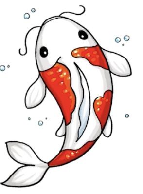 Fish From Above, Koi Fish Drawing, Samurai Tattoo Design, Easy Animal Drawings, Easy Art For Kids, Shrink Art, Carpe Koi, Cartoon Fish, Fish Drawings