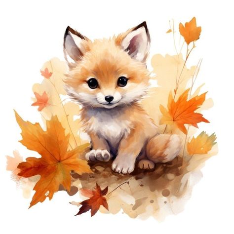 Cute Autumn Pictures, Fall Fox Drawing, Africa Art Design, Woodland Animals Theme, Woodland Animal Art, Casa Halloween, Hawaiian Art, Bunny Pictures, Autumn Scenes