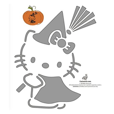 28 Pumpkin Stencils For the Best Hello Kitty-Themed Halloween Kitty Pumpkin, Pumpkin Carving Stencils Free, Halloween Pumpkin Stencils, Hello Kitty Pumpkin, Cute Pumpkin Carving, Halloween Pumpkin Carving Stencils, Free Stencils Printables, Pumpkin Stencils, Pumpkin Carving Stencils