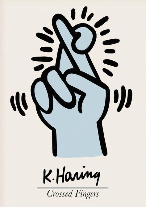 Keith Haring Poster, Keith Haring Art, Haring Art, Dorm Posters, Picture Collage Wall, Crossed Fingers, Keith Haring, Art Collage Wall, Picture Collage