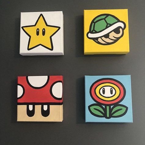 Mario Room, Mini Toile, Kids Canvas Art, Small Canvas Paintings, Hippie Painting, 강아지 그림, Simple Canvas Paintings, Cute Canvas Paintings, Canvas Drawings