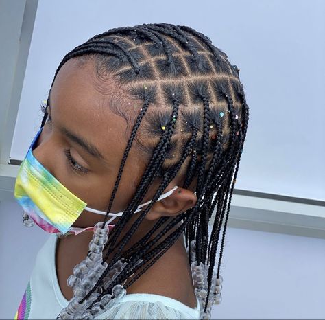 Kids Individual Braids, Toddler Knotless Braids, Kids Fulani Braids, Black Baby Girl Hairstyles, Cornrows With Box Braids, Black Kids Braids Hairstyles, Cabello Afro Natural, Cute Toddler Hairstyles, Short Box Braids Hairstyles