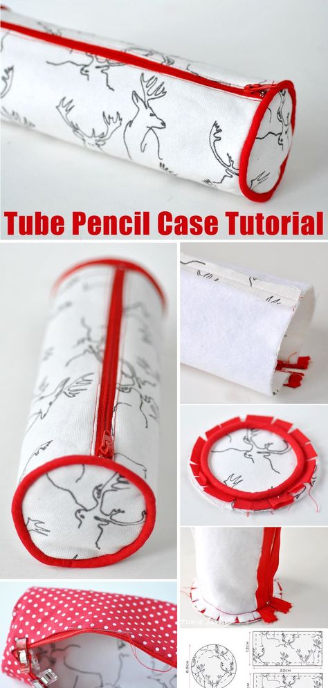 Piped Tube Pencil Case Tutorial Round Pencil Case, How To Make Pencil Pouch, Pouch Sewing Pattern Free, Pencil Case Diy Tutorial, Diy Pencil Pouch, Pencil Case Crafts, Pencil Case Diy, Pencil Pouch Diy, Pencil Case Art