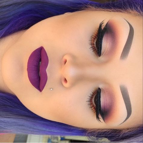 #makeup, #beautiful, #eyemakeup, #eyes, #lashes, #beauty, #mua, #eyebrows, #face, #skills, #flawless, #Fashion, Purple Lipstick Makeup, Mac Lipstick Swatches, Beauty Bites, Nice Makeup, Purple Tips, Nails Purple, Bridal Makeover, Purple Lipstick, Makeup Tutorial Eyeshadow