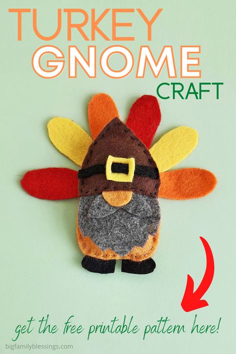 Turkey Gnome for Thanksgiving. This adorable felt turkey gnome is an adorable felt Thanksgiving craft for kids and adults to create! Felt Gnome Pattern, Turkey Gnomes Diy, Felt Thanksgiving Crafts, Fall Gnome Crafts For Kids, Felt Turkey Craft, Thanksgiving Gnomes Diy, Thanksgiving Felt Crafts, Turkey Sewing Pattern, Pilgrim Gnome Free Pattern