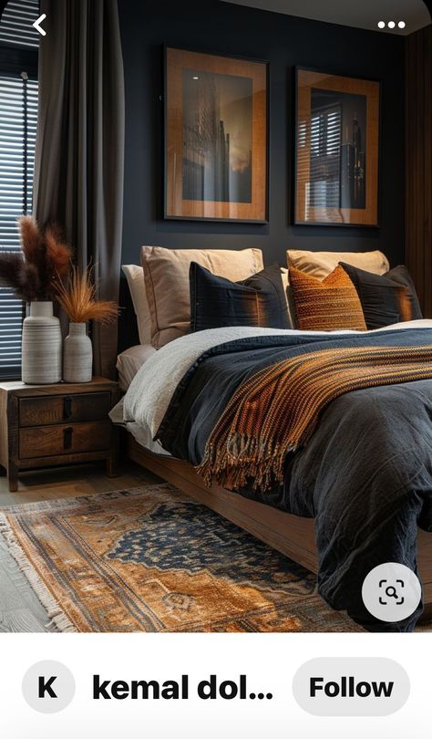 Male Bedroom Ideas, Mens Bedroom Decor, Mens Bedroom, Black Bedroom, Bedroom Redo, Bedroom Remodel, Bedrooms Decor, Master Bed, Primary Bedroom