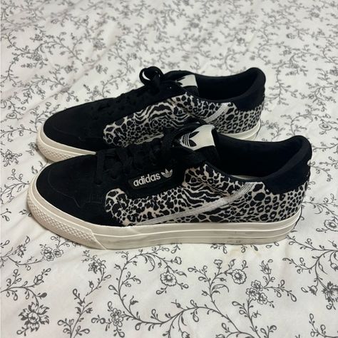 Adidas black and white cheetah print sneakers Cheetah Print Sneakers, Black And White Cheetah Print, White Cheetah Print, Adidas Black And White, Print Sneakers, Adidas Black, Sneaker Shopping, Black Adidas, Cheetah Print